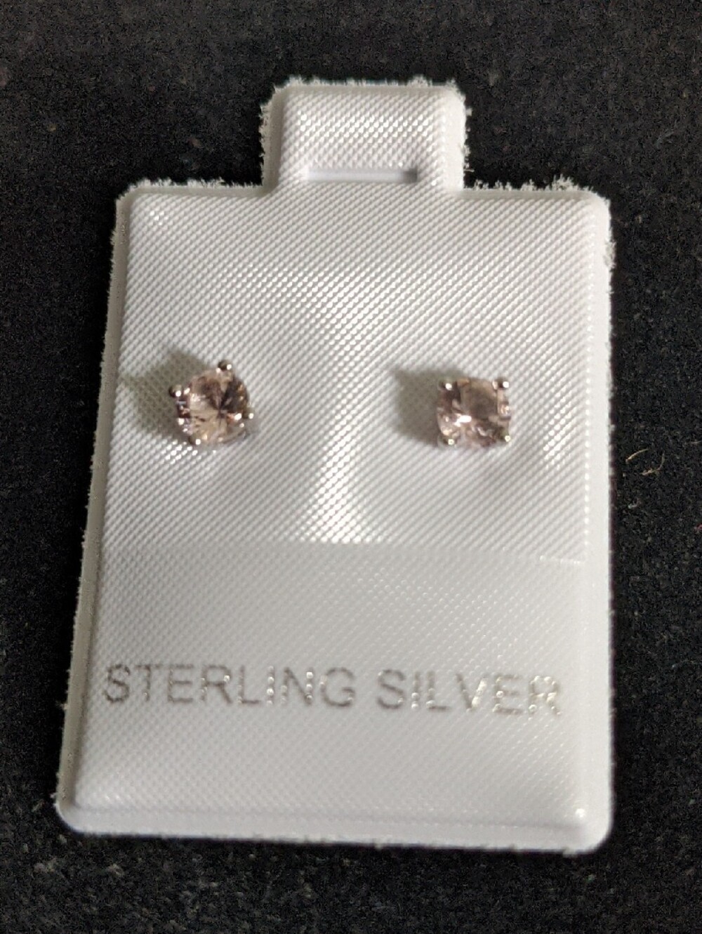 Sterling Silver Light Pink Stud Earrings - Classic Sparkle